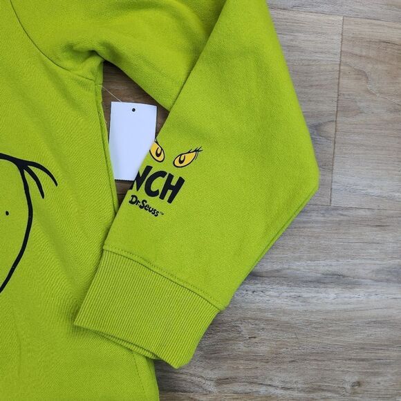 🔸️NWT The Grinch Green Zippered Hoodie Sweatshirt Youth XLarge - Picture 8 of 11